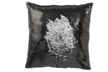 J-Line Kussen Omkeerbaar Sequin Zwart/Zilver