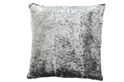 J-Line Kussen Omkeerbaar Sequin Zwart/Zilver