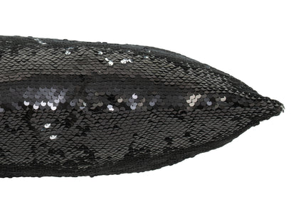J-Line Kussen Omkeerbaar Sequin Zwart/Zilver