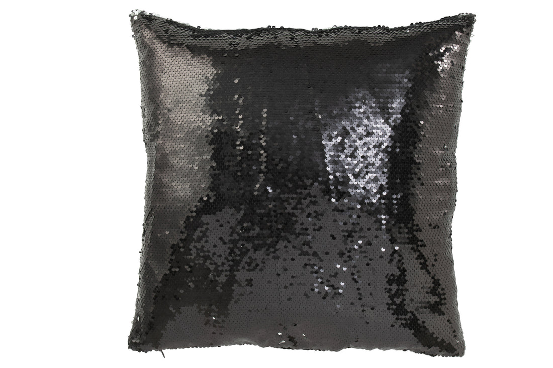 J-Line Kussen Omkeerbaar Sequin Zwart/Zilver