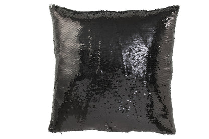 J-Line Kussen Omkeerbaar Sequin Zwart/Zilver