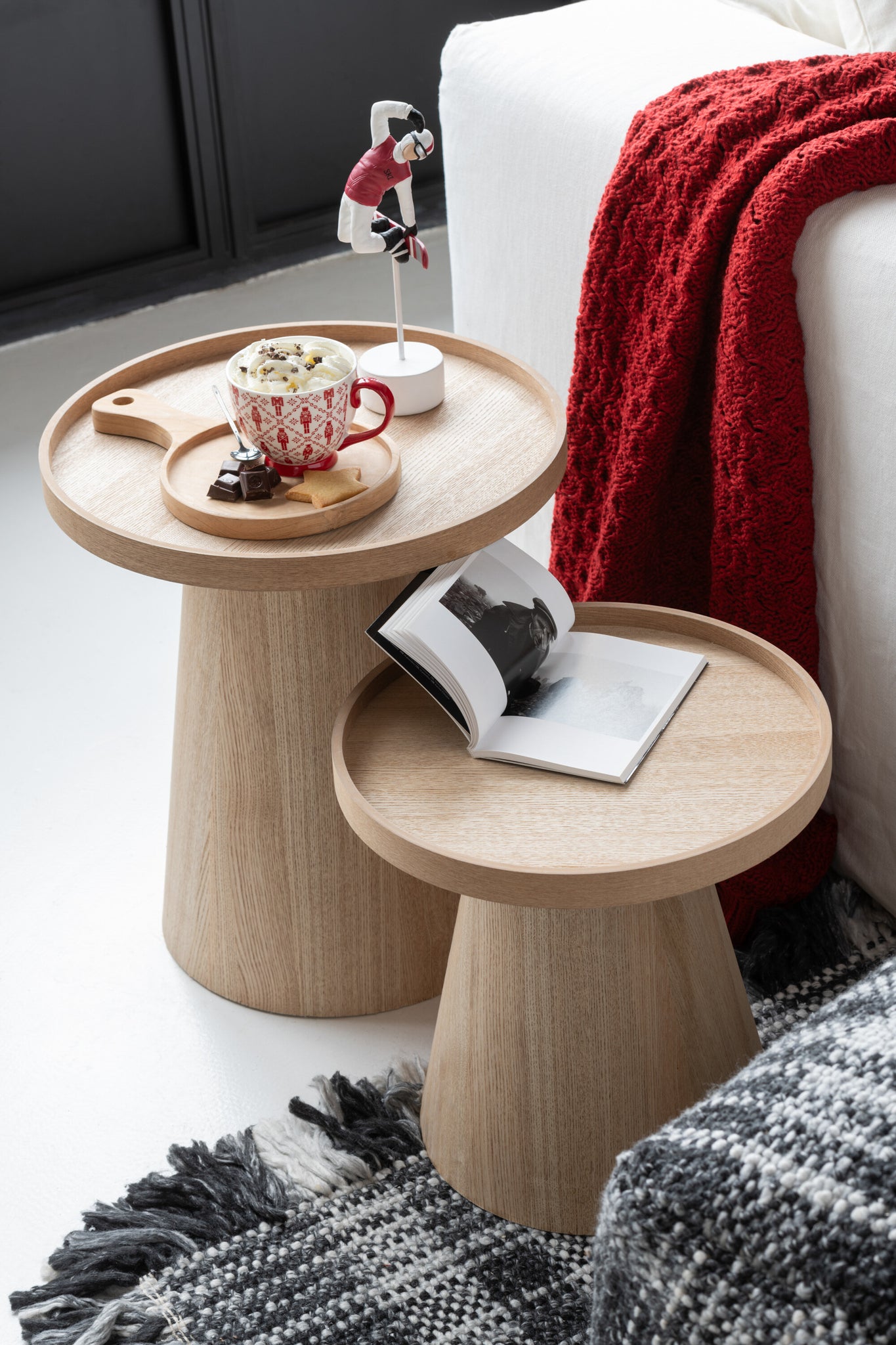 Geruite Gebreide Acryl Rood