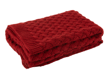 Geruite Gebreide Acryl Rood