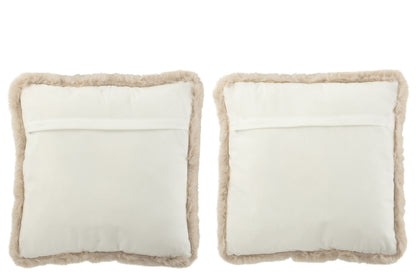 J-Line Kussen Hond/Kat Bont/Polyester Wit/Beige Assortiment Van 2