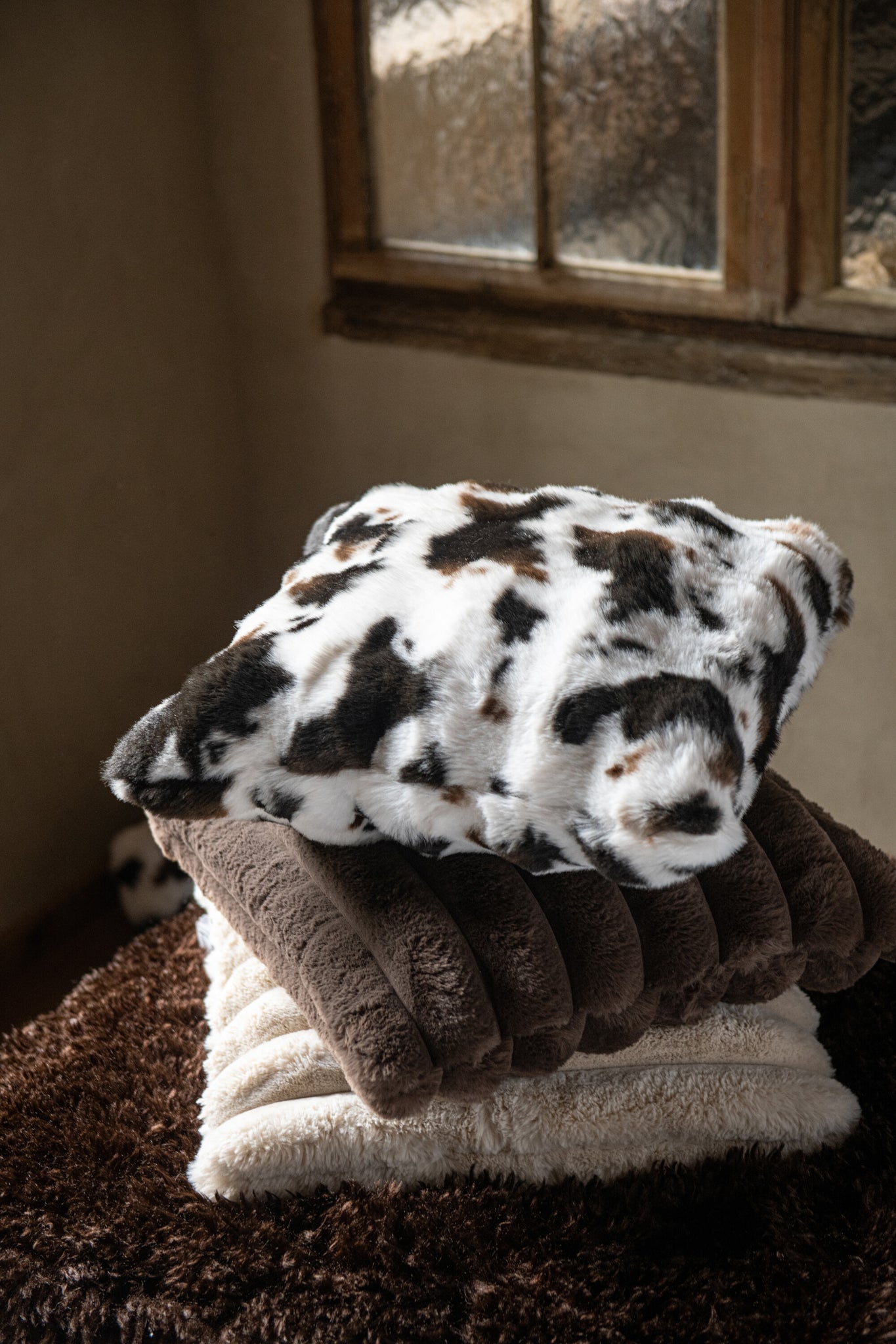 Kussen Groot Ribfluweel Polyester Chocolade