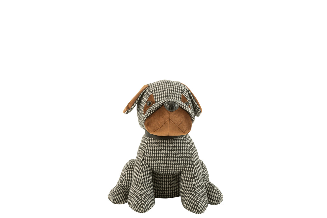 Deurstopper Hond Geruit Polyester Zwart/Bruin Klein