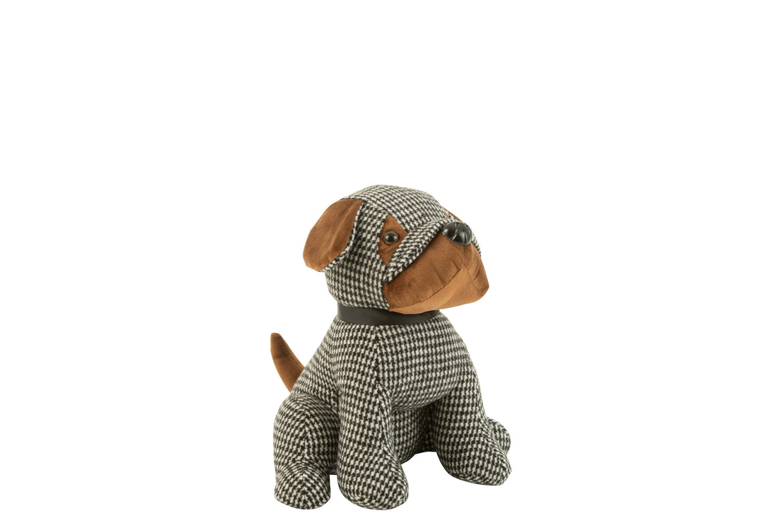 Deurstopper Hond Geruit Polyester Zwart/Bruin Klein