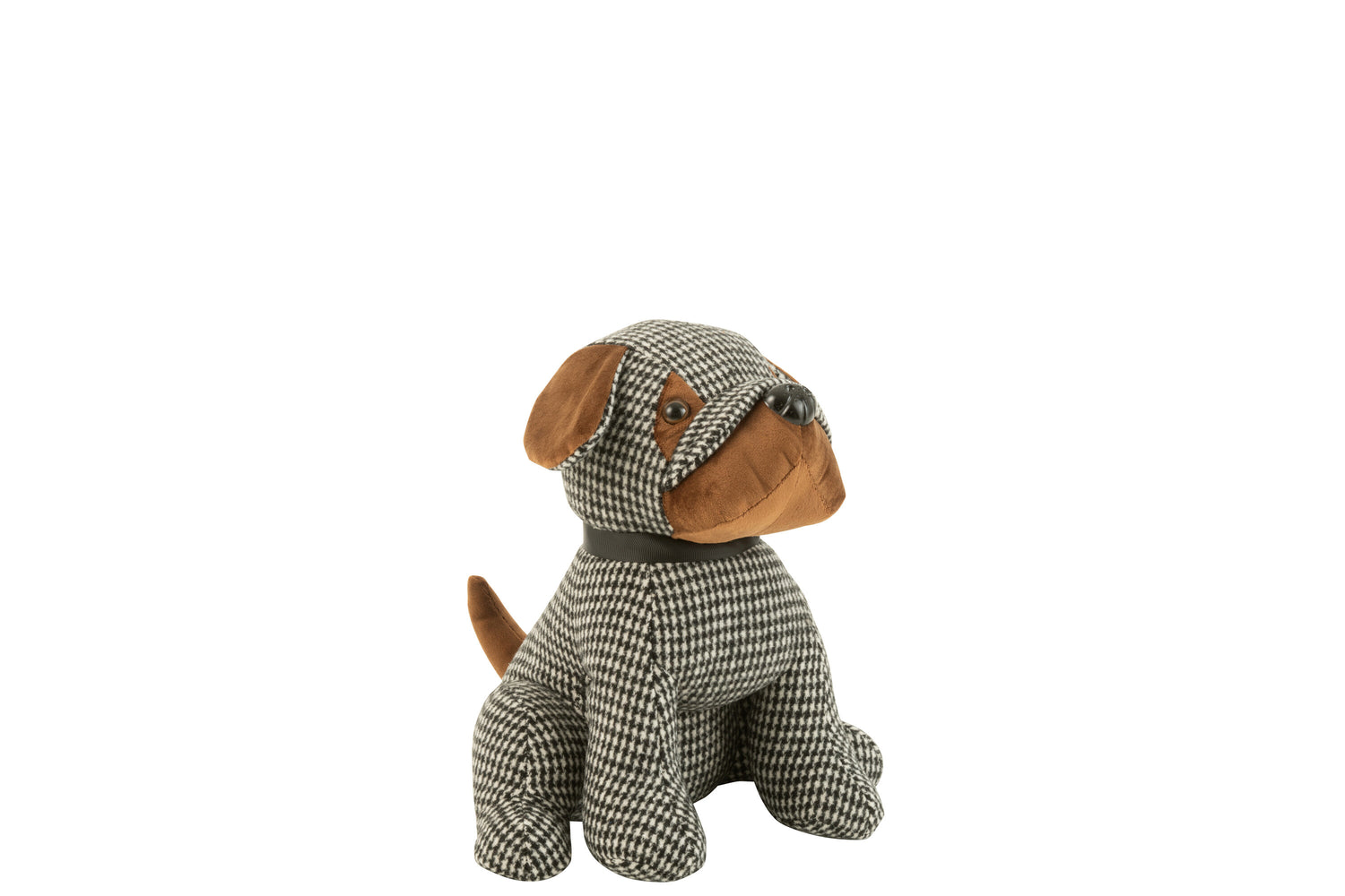 Deurstopper Hond Geruit Polyester Zwart/Bruin Klein