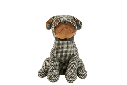 Deurstopper Hond Geruit Polyester Zwart/Bruin Groot