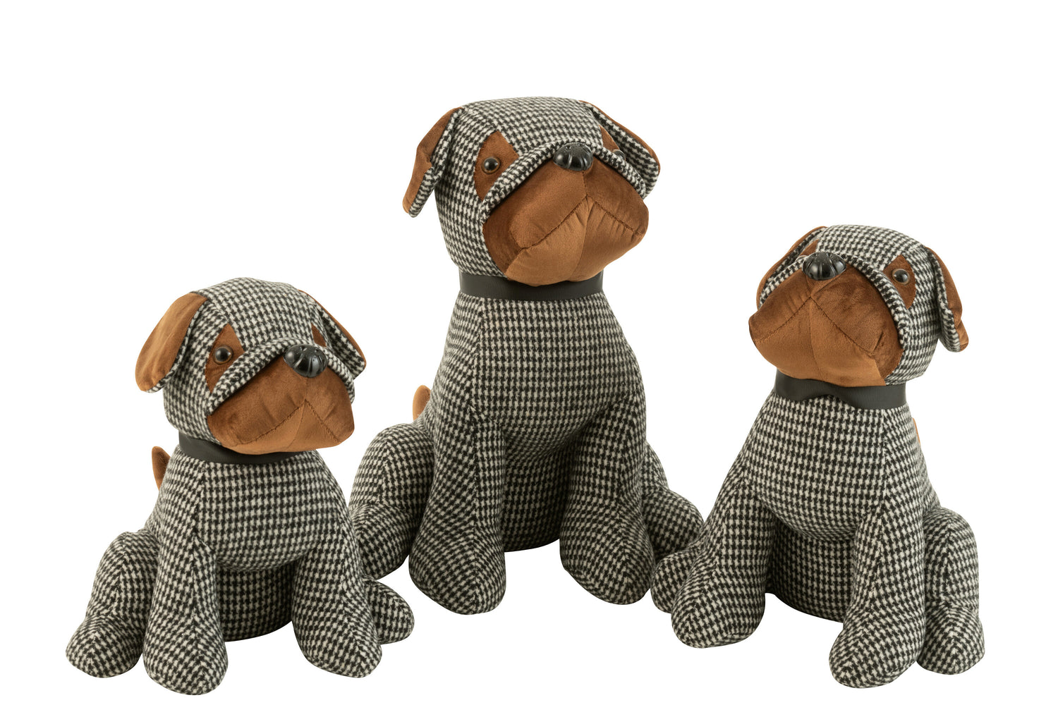 Deurstopper Hond Geruit Polyester Zwart/Bruin Groot