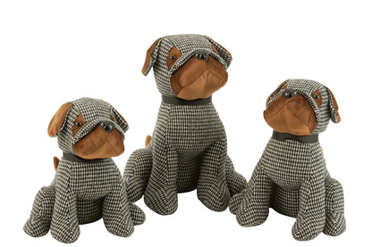 Deurstopper Hond Geruit Polyester Zwart/Bruin Groot