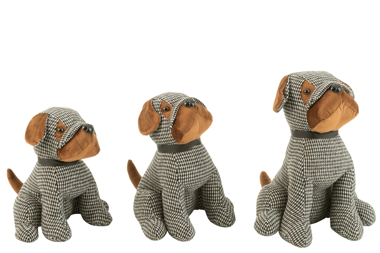 Deurstopper Hond Geruit Polyester Zwart/Bruin Groot