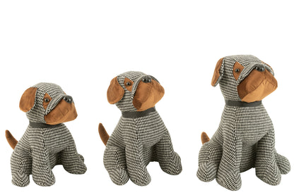 Deurstopper Hond Geruit Polyester Zwart/Bruin Groot