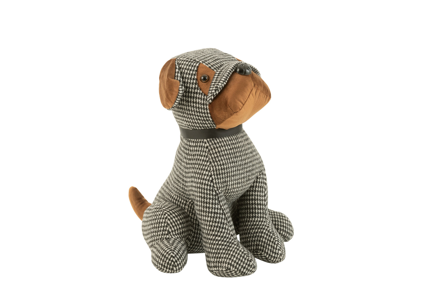Deurstopper Hond Geruit Polyester Zwart/Bruin Groot