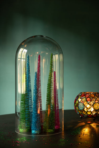 J-Line Doos met 3 kerstboomdecoratieglitters van plastic groen