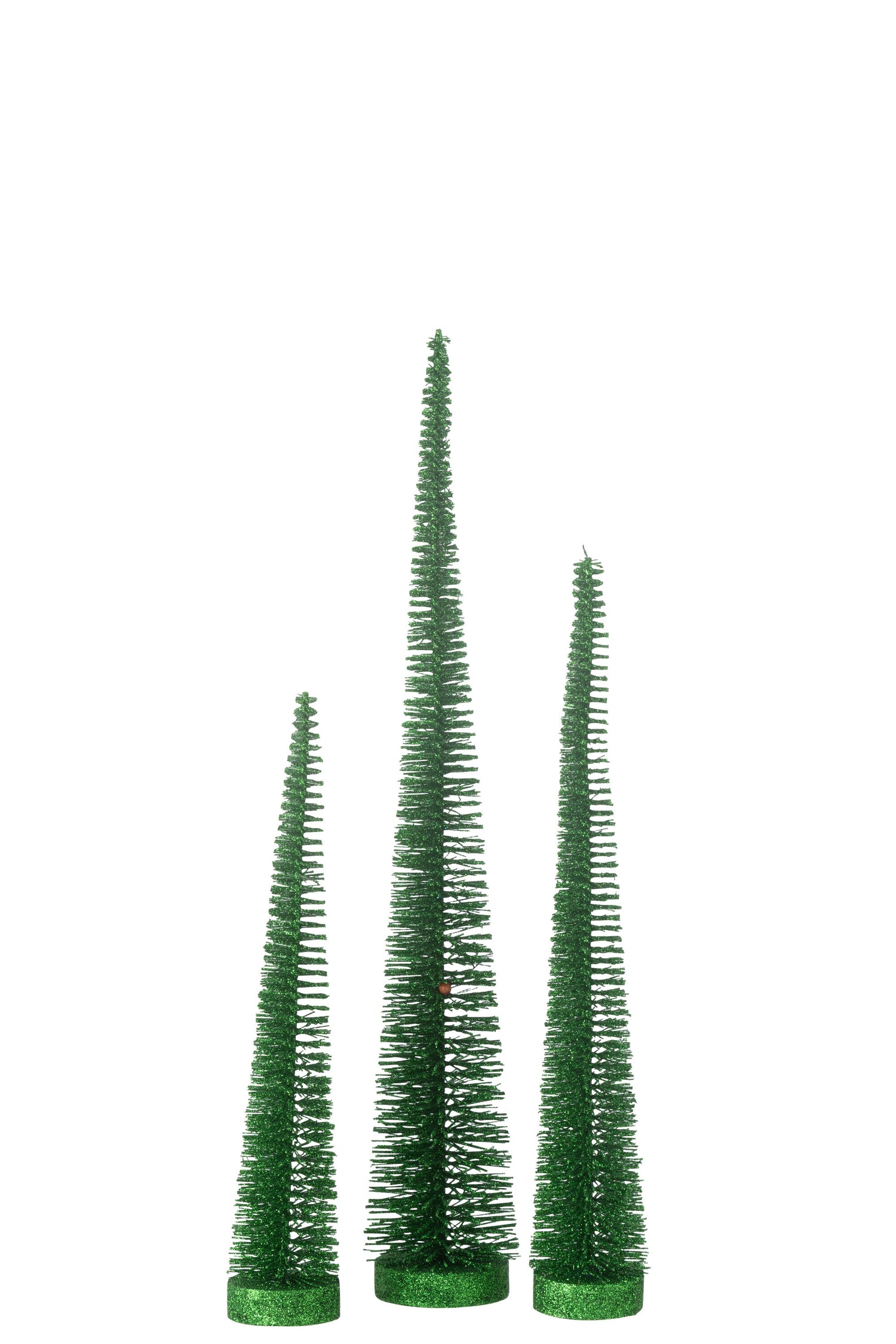 J-Line Doos met 3 kerstboomdecoratieglitters van plastic groen
