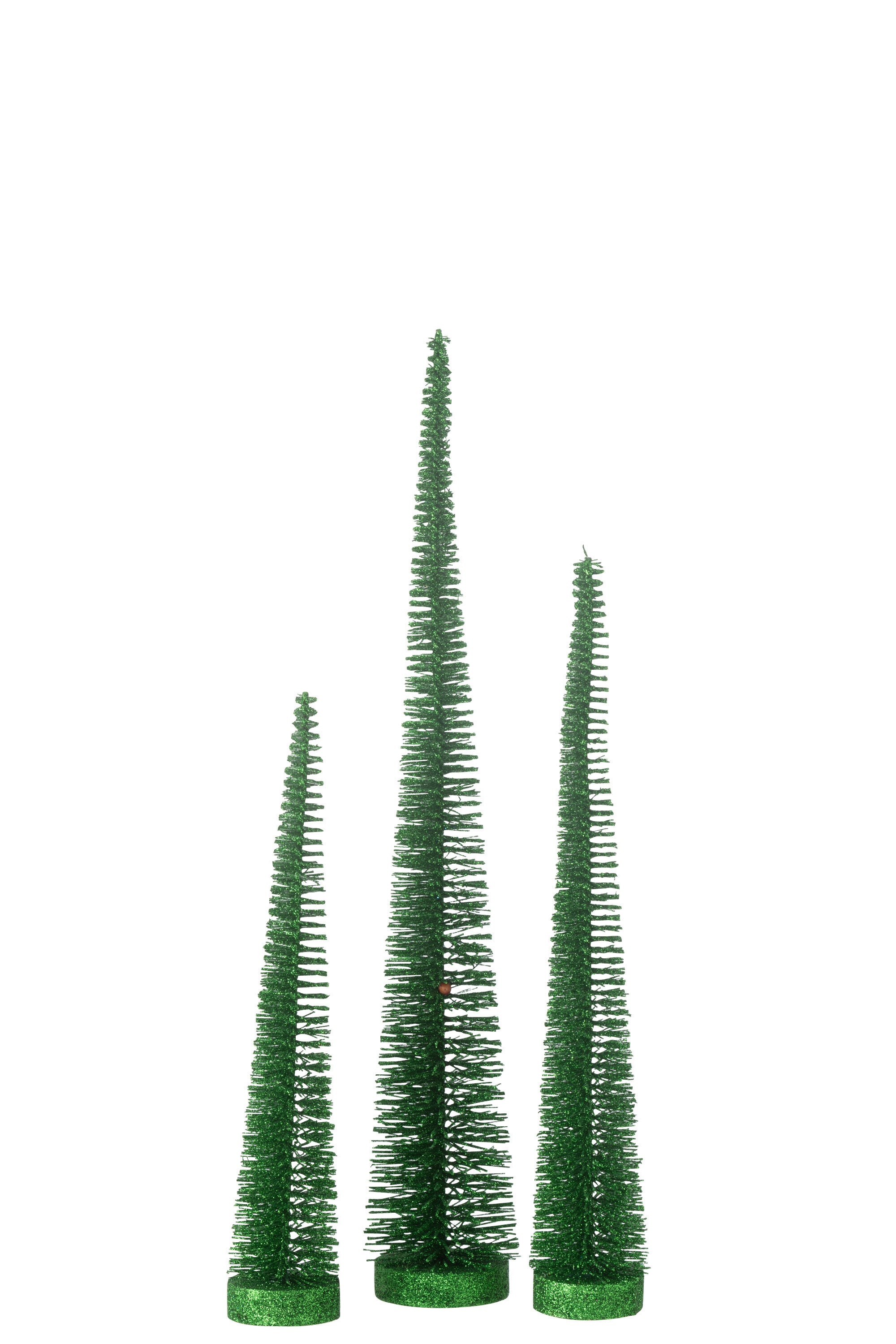 J-Line Doos met 3 kerstboomdecoratieglitters van plastic groen