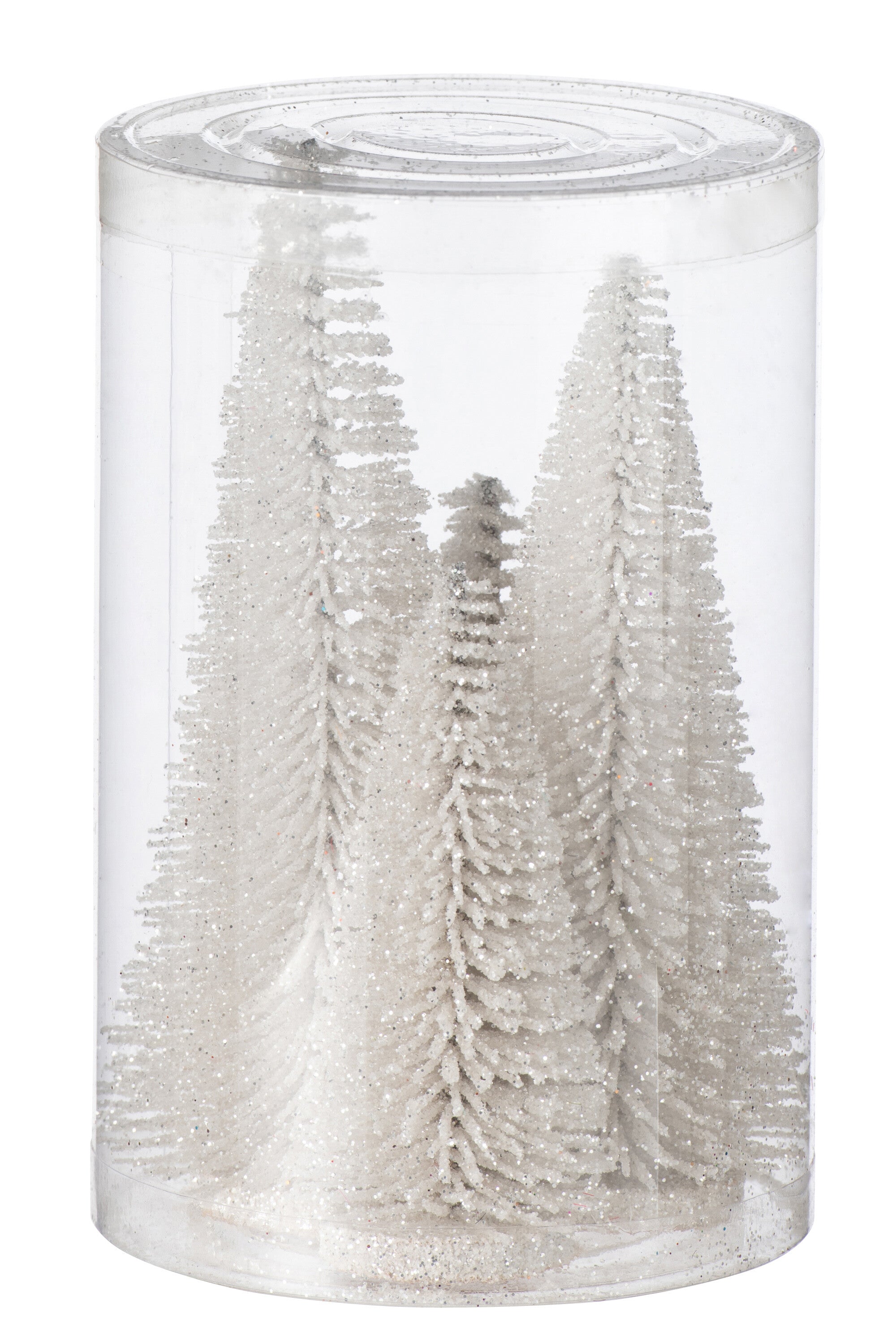 J-Line Box Of 4 Christmas Tree Deco Glitters Plastic White