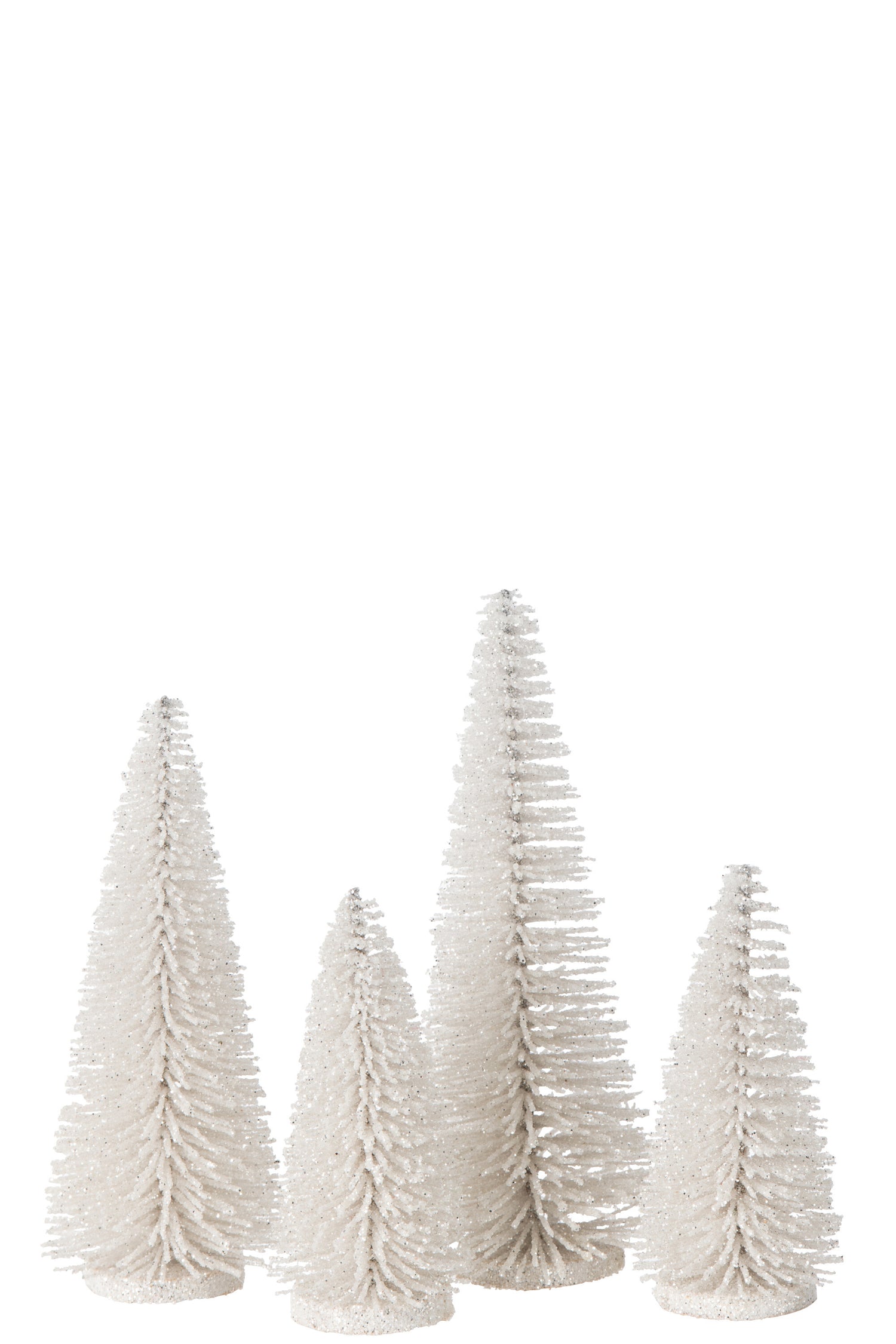 J-Line Box Of 4 Christmas Tree Deco Glitters Plastic White