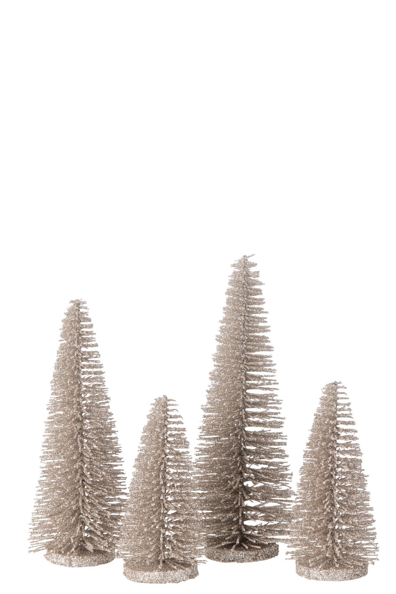 J-Line Box Of 4 Christmas Tree Deco Glitters Plastic Greige