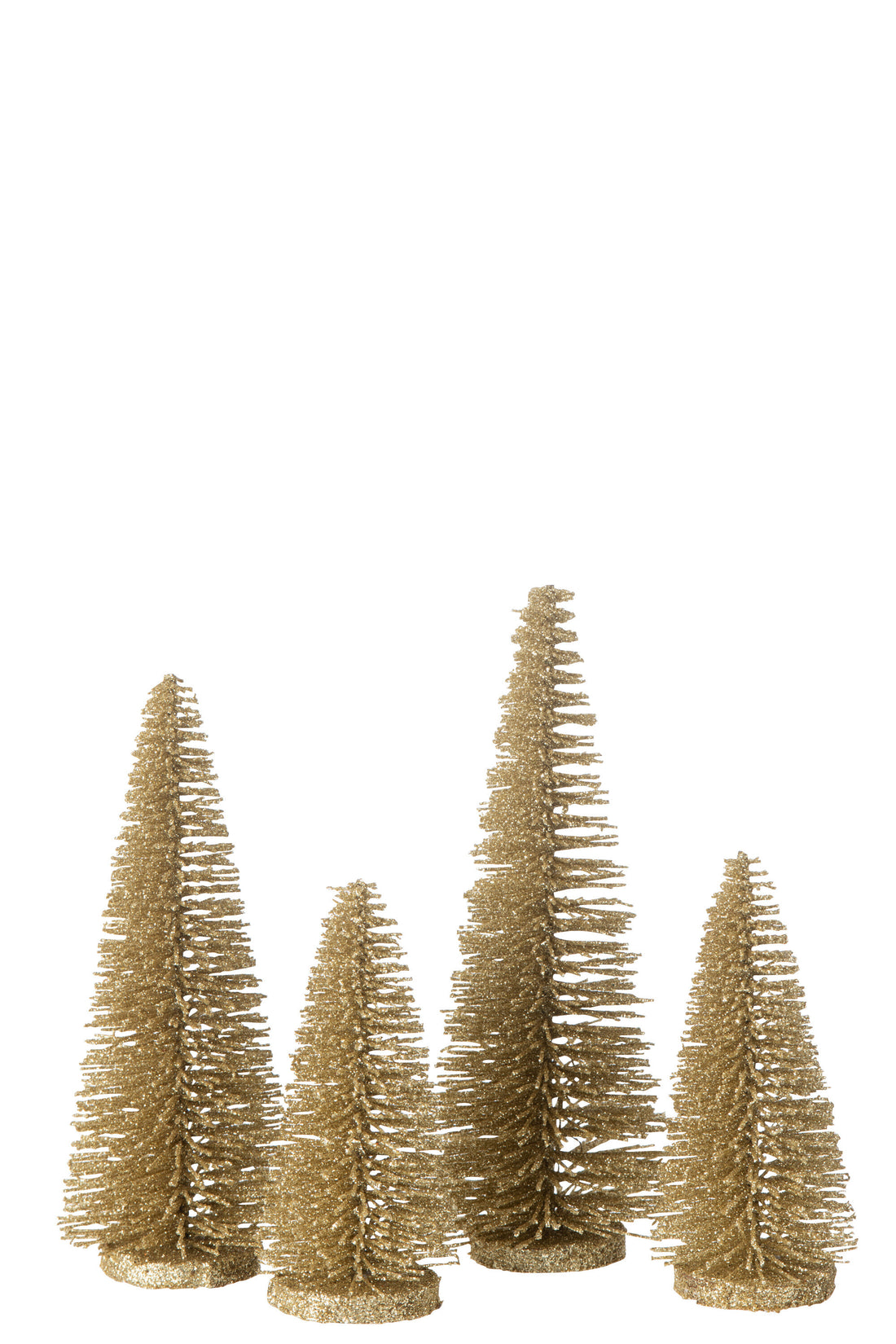 J-Line Box Of 4 Christmas Tree Deco Glitters Plastic Light Gold