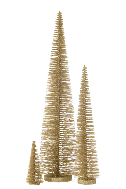 J-Line Christmas Tree Deco Glitters Plastic Light Gold  Large