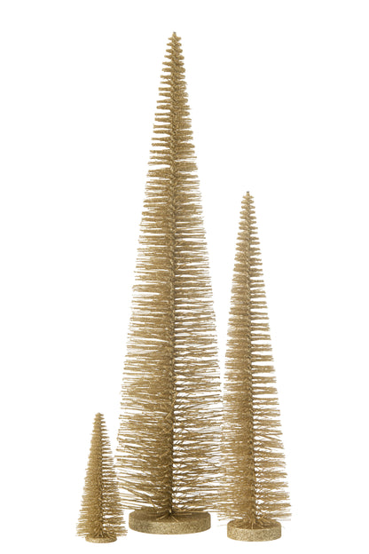 J-Line Christmas Tree Deco Glitters Plastic Light Gold  Large
