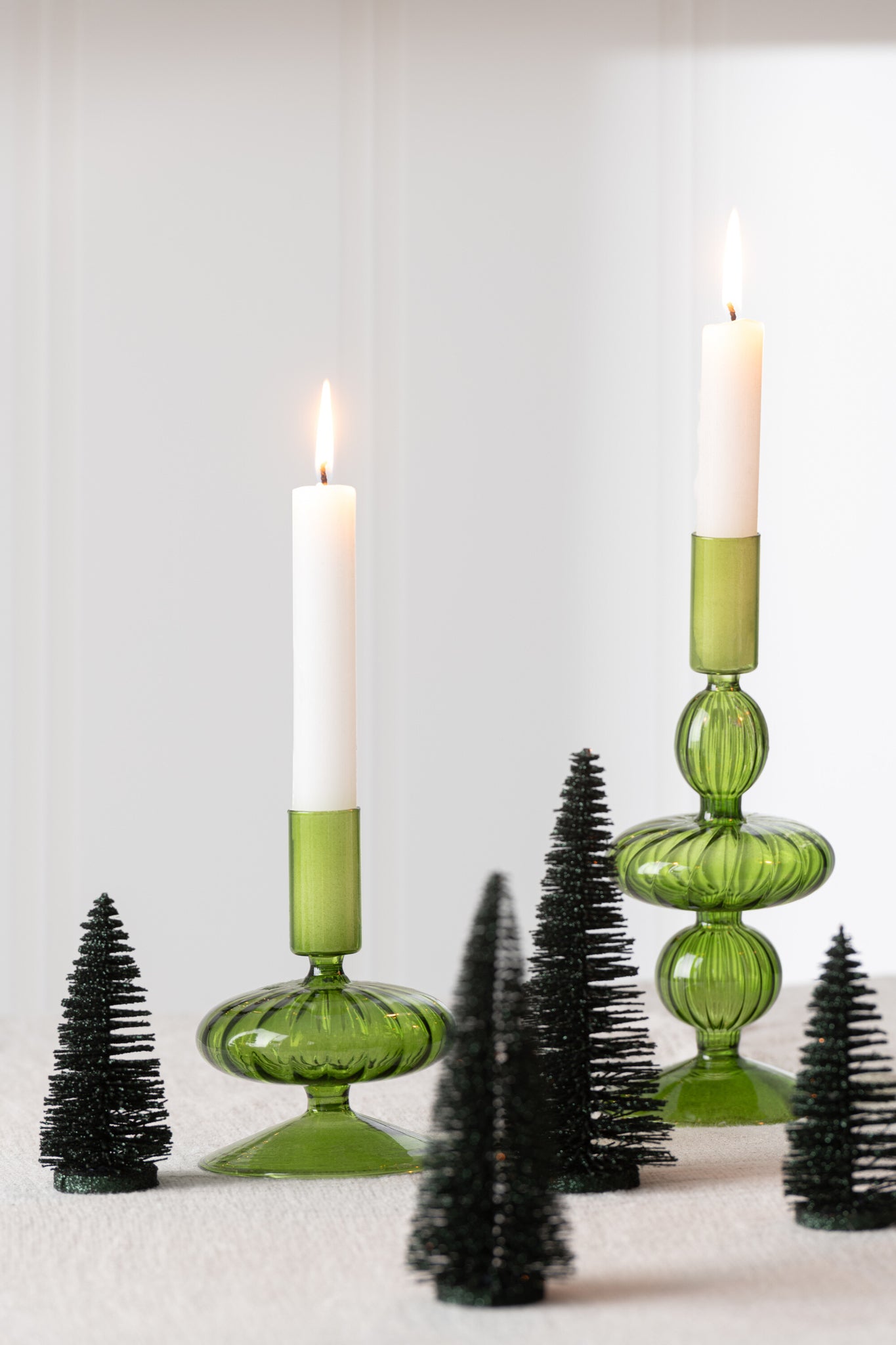 J-Line Box Of 4 Christmas Tree Deco Glitters Plastic Dark Green