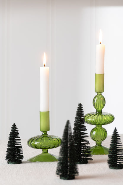 J-Line Box Of 4 Christmas Tree Deco Glitters Plastic Dark Green