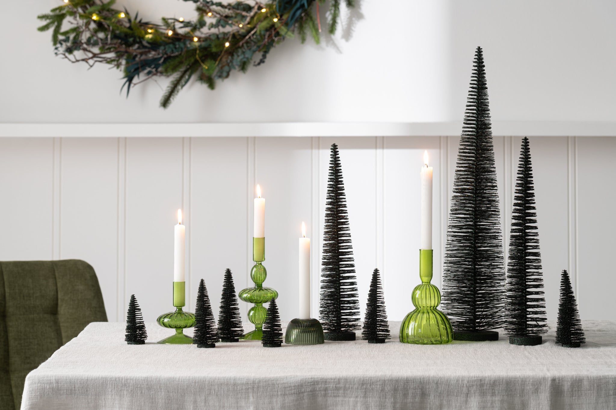 J-Line Christmas Tree Deco Glitters Plastic Dark Green Large
