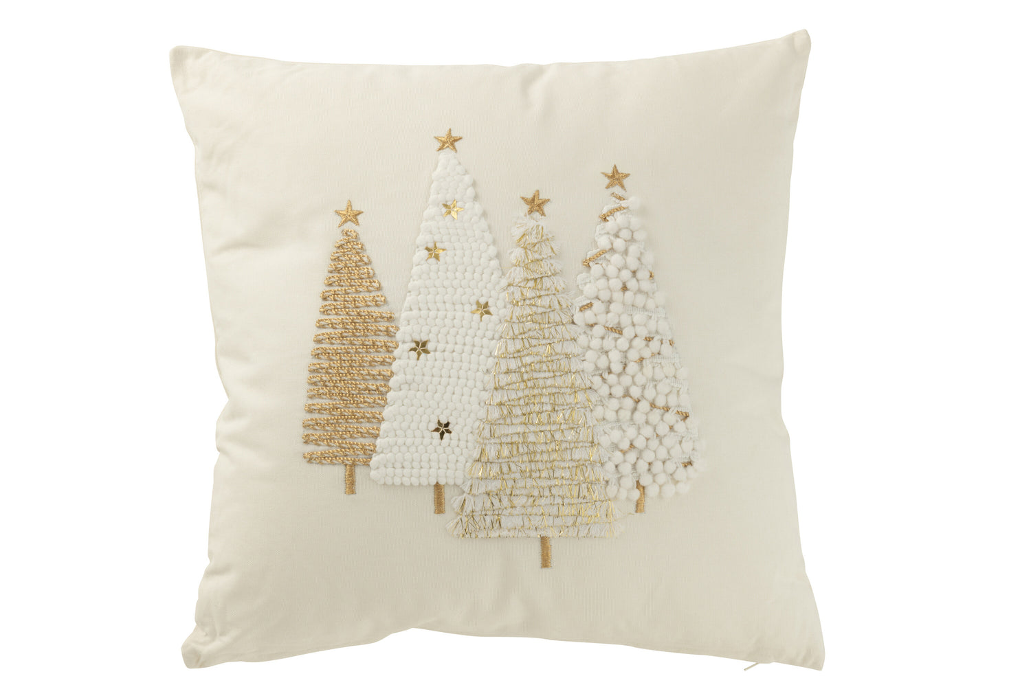 J-Line Cushion Christmas Trees Embossed Cotton White/Gold