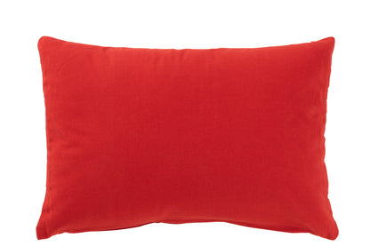 J-Line Kussen Rechthoek Joyful Velours Rood/Wit