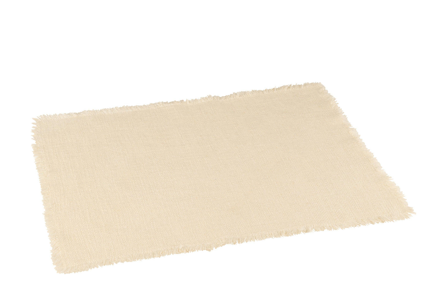 Placemat Rechthoek+rafelranden Linnen/Katoen Wit