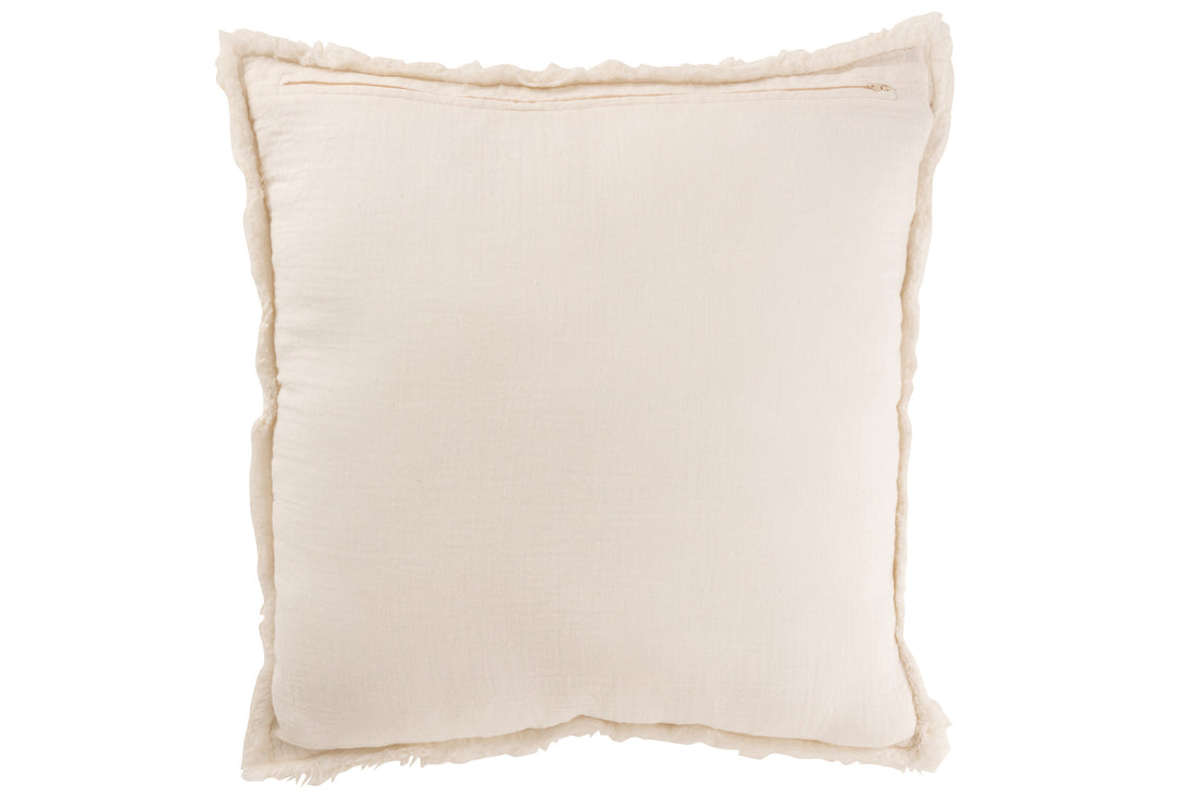 Kussen met rafelige randen Katoen/Polyester Wit