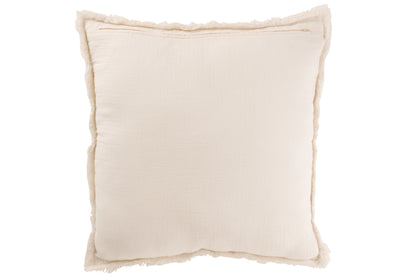 Kussen met rafelige randen Katoen/Polyester Wit