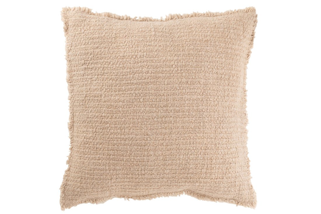Kussen met rafelige randen Katoen/Polyester Beige