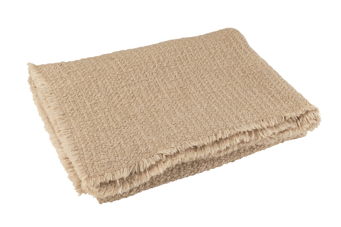 Plaid met rafelige randen Katoen/Polyester Beige