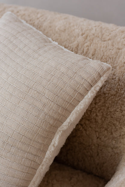 Kussen Teddy Lines Stiksel Katoen/Polyester Grijs