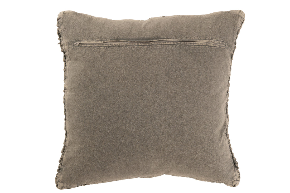 Kussen Gebreid+Vlecht Katoen Gewassen Grijs