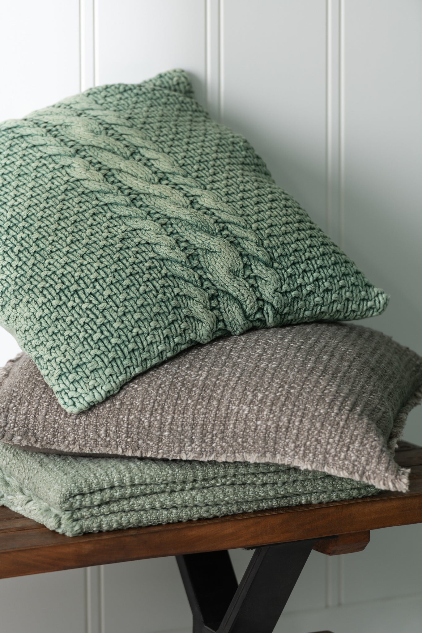 Kussen met rafelige randen Katoen/Polyester Taupe