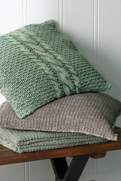 Kussen met rafelige randen Katoen/Polyester Taupe