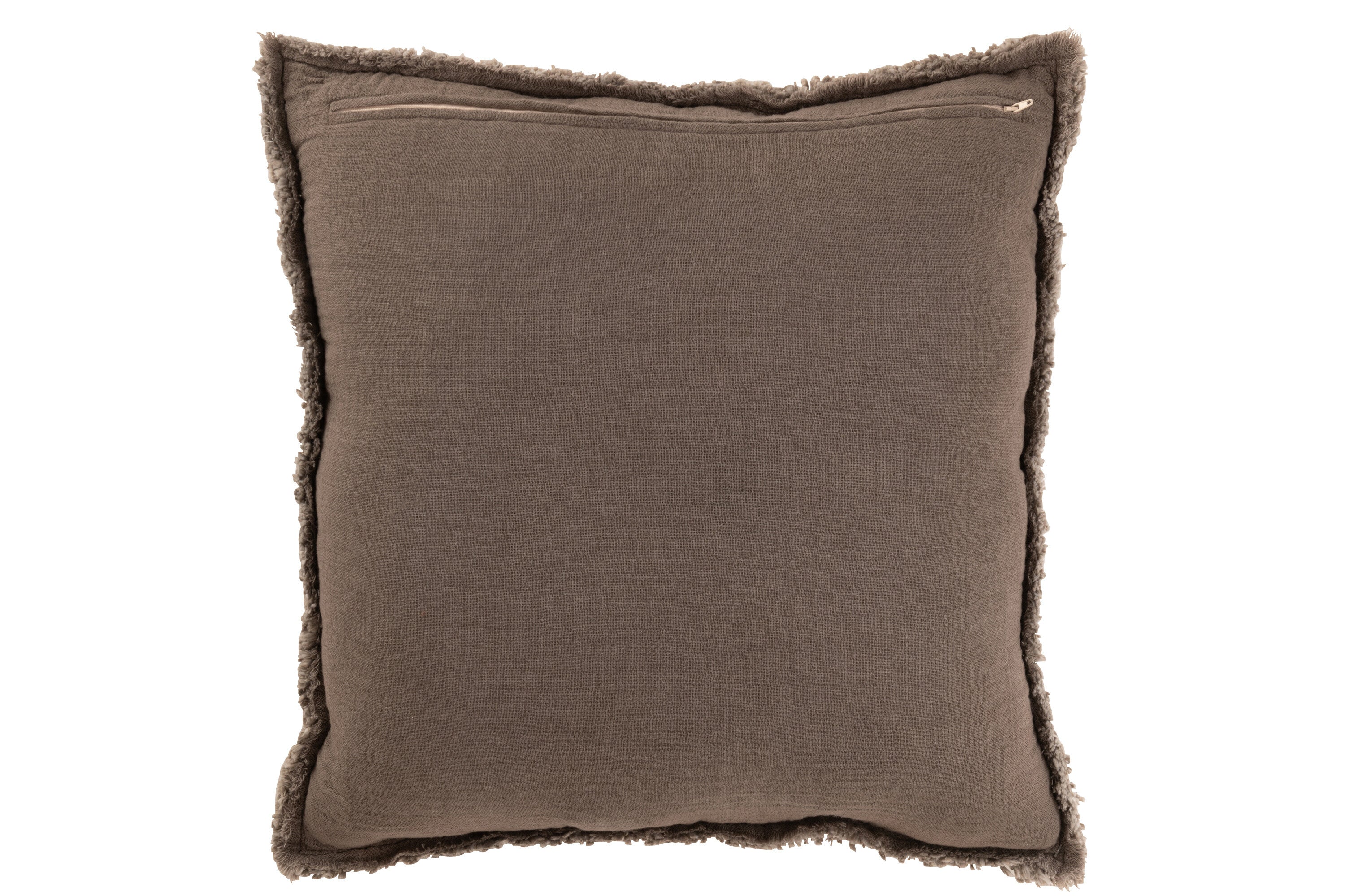 Kussen met rafelige randen Katoen/Polyester Taupe