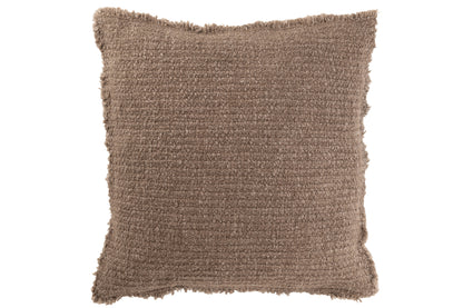 Kussen met rafelige randen Katoen/Polyester Taupe