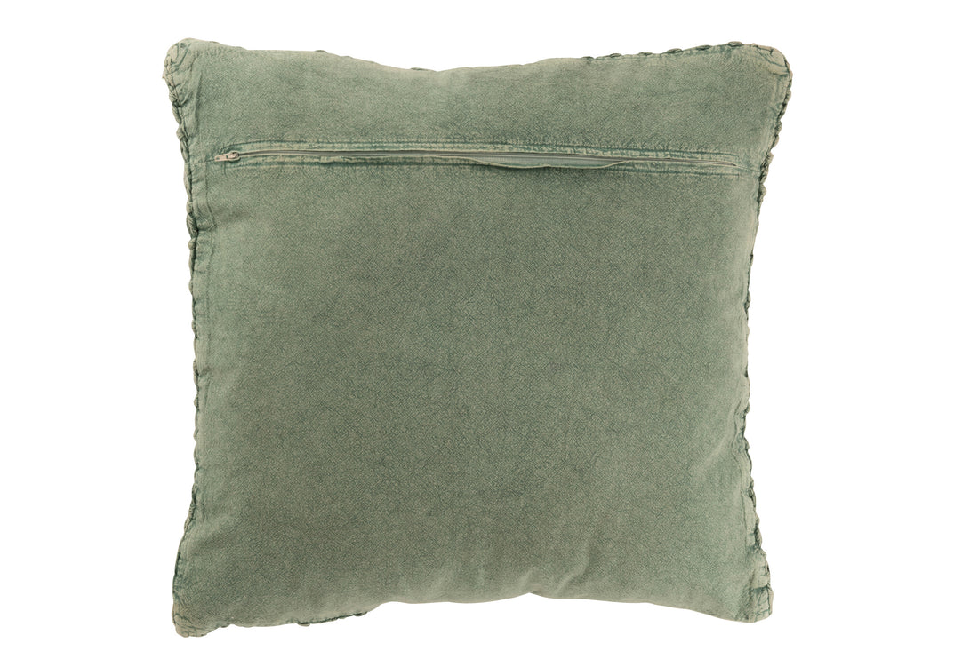 Kussen Gebreid+Vlecht Katoen Gewassen Groen