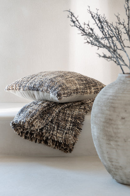 Kussen Tweed Acryl/Katoen Bruin/Beige