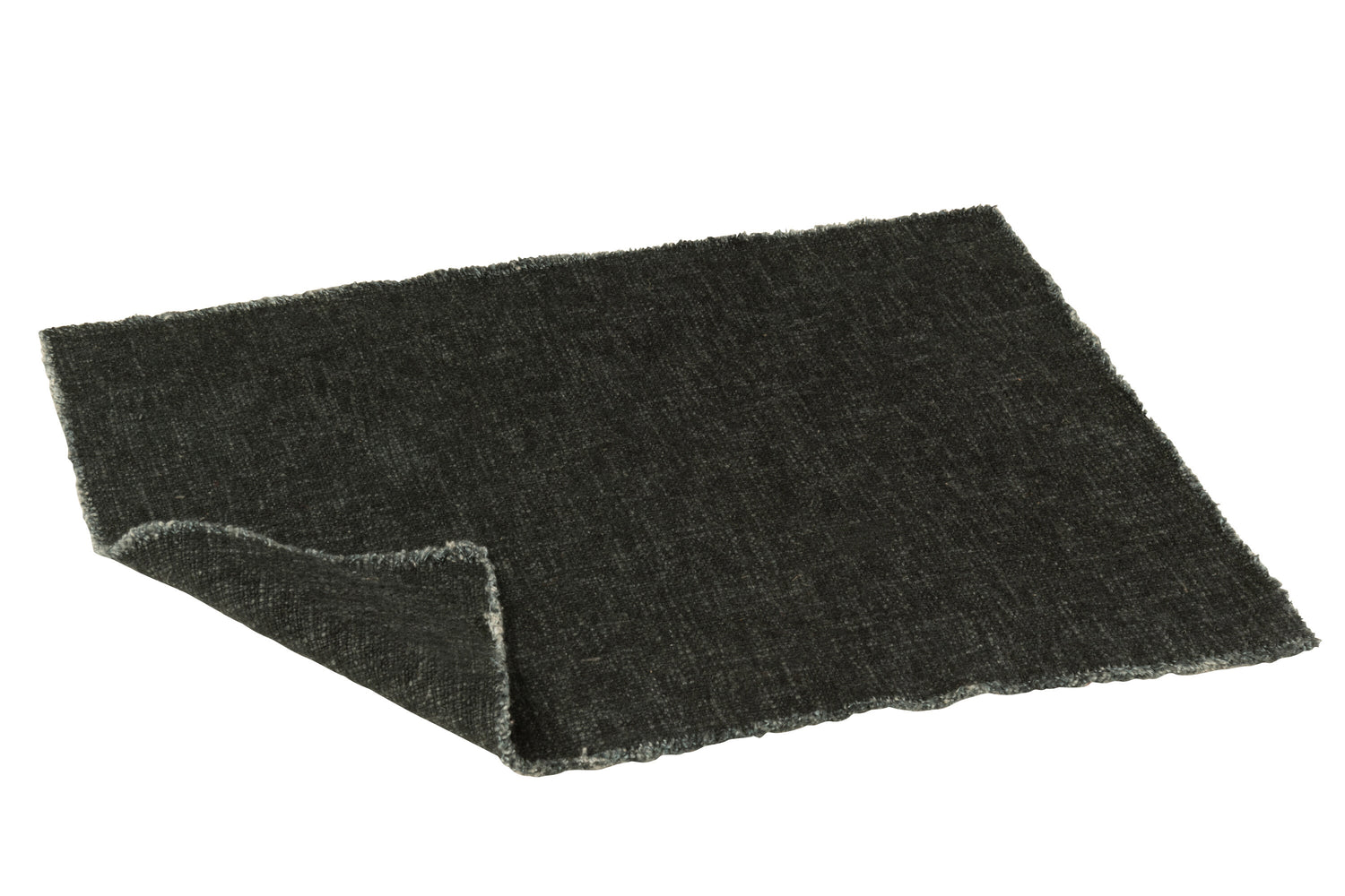 Placemat Rechthoek+rafelranden Linnen/Katoen Zwart