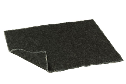 Placemat Rechthoek+rafelranden Linnen/Katoen Zwart