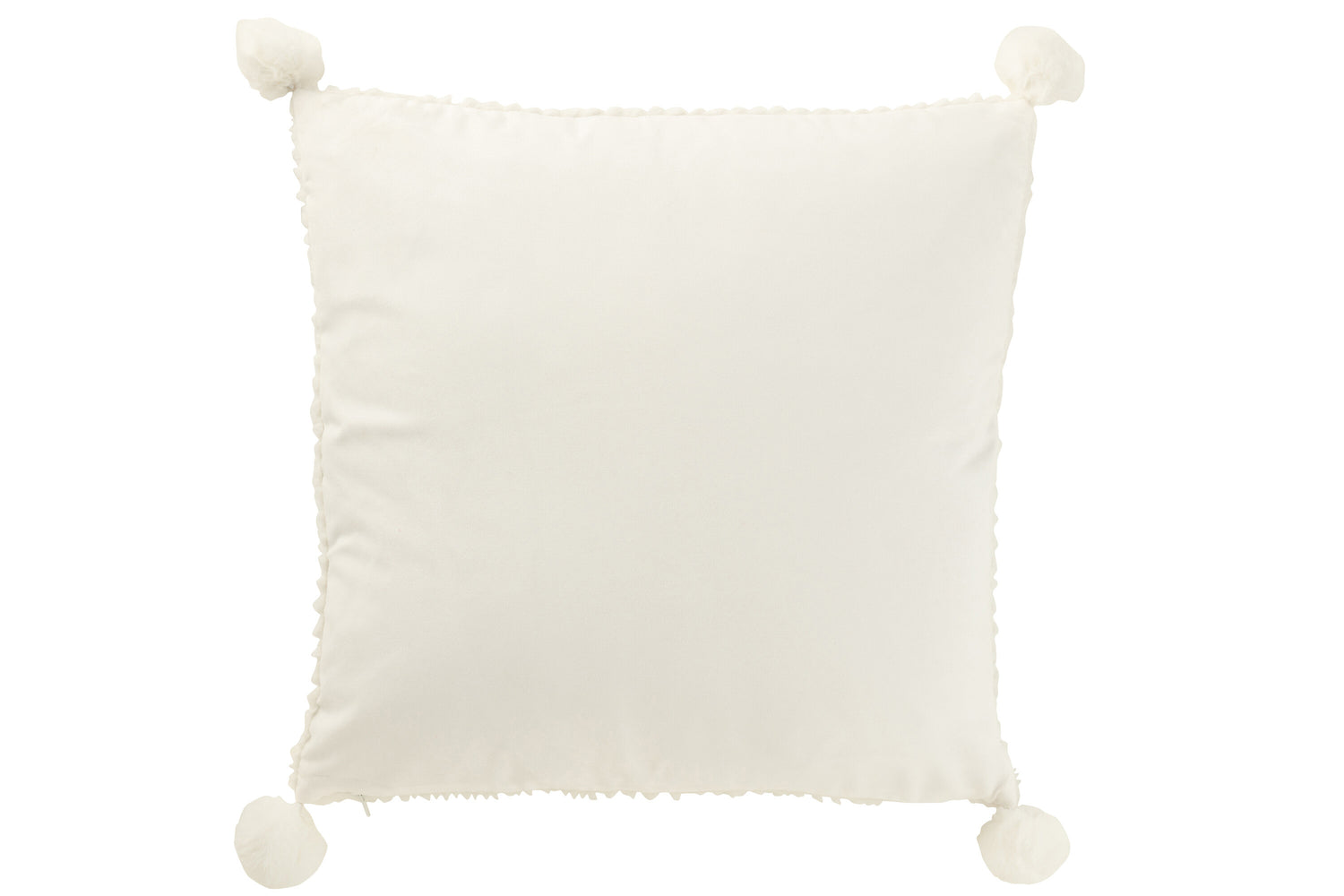 J-Line Kussen Zacht Pompoms Polyester Wit