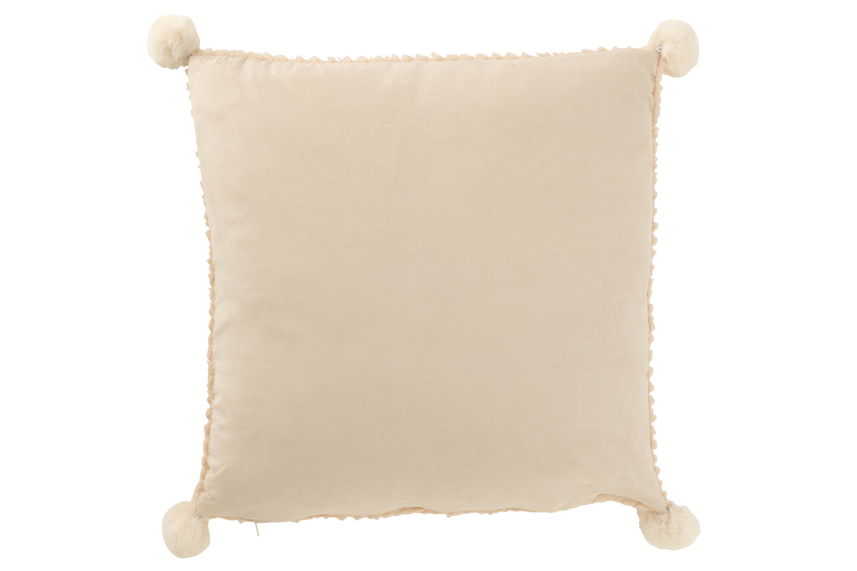 J-Line Kussen Zacht Pompoms Polyester Beige