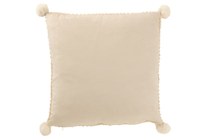 J-Line Kussen Zacht Pompoms Polyester Beige